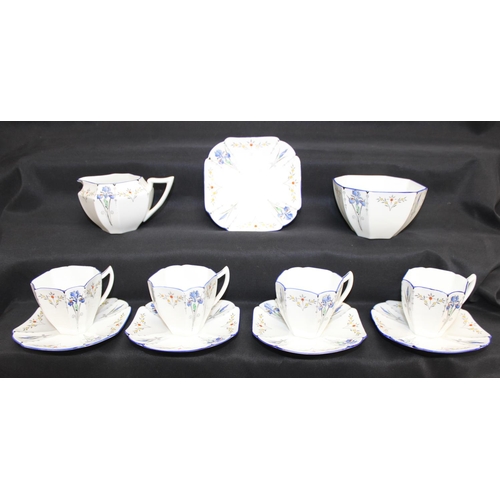 1485 - An early 20th century Shelley Blue Iris pattern tea set, pattern number 11561, shape number 723404, ... 