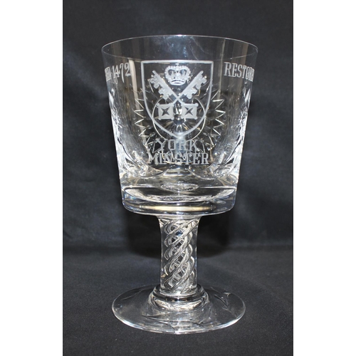 1504 - The York Minster Goblet by Stuart Crystal, limited edition 191 of 500, boxed with papers, a large gl... 