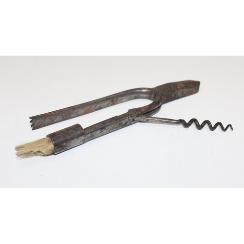 1535A - 3 assorted antique and vintage corkscrews to inc a pair of champagne snippers combination corkscrew