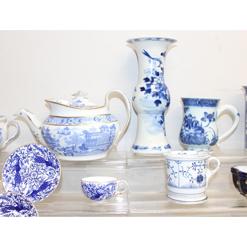 1691 - A large qty of assorted antique and later blue and white ceramics, a mixture of Chinese and English ... 