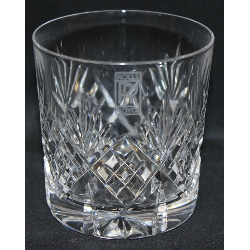 1701 - Of Rolls Royce interest, a set of 4 crystal whisky tumblers and a Scotch decanter, all etched with t... 