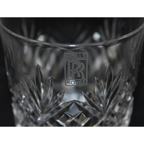 1701 - Of Rolls Royce interest, a set of 4 crystal whisky tumblers and a Scotch decanter, all etched with t... 