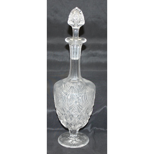 1702 - A large antique style cut glass decanter by St Louis of France, approx 41cm tall and 2 vintage Scotc... 