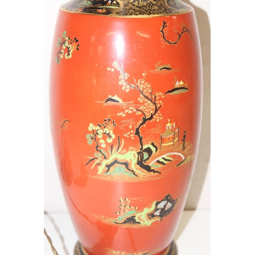 257 - A vintage Chinoiserie designed Carltonware vase formed into a lamp, approx 46cm tall