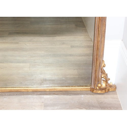 543 - An antique style gilt framed over mantel mirror, approx 143cm x 100cm