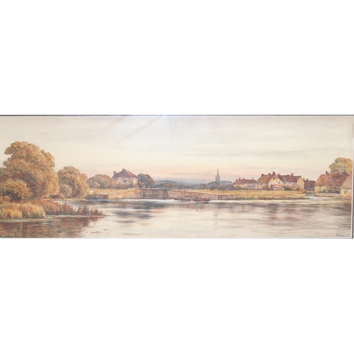 549B - Frank Hine (British, XIX-XX), watercolour of Marlow Lock, presented in black and gilt frame, approx ... 