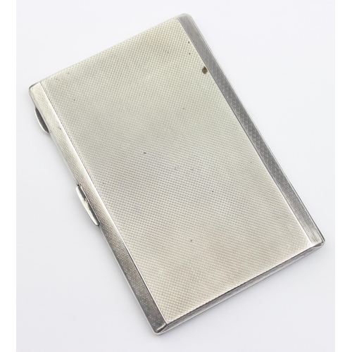 1001 - An Art Deco period silver cigarette case with engine turned decoration, Birmingham 1934 by W. Wilkin... 