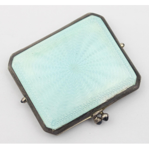 1022 - An Art Deco period silver and turquoise blue guilloche enamel compact by Lund's, silver import marke... 