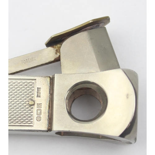 1035 - A silver mounted cigar cutter, Birmingham 1979 by SJ Rose, approx 15cm long