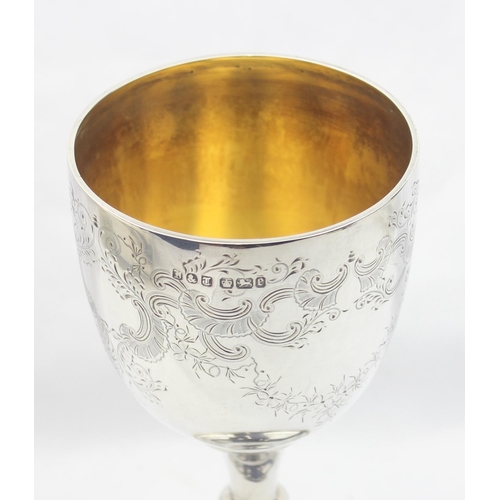 1048 - A large silver goblet or chalice with gilt interior, marked for Sheffield 1897 by Jenkins & Timm, ap... 