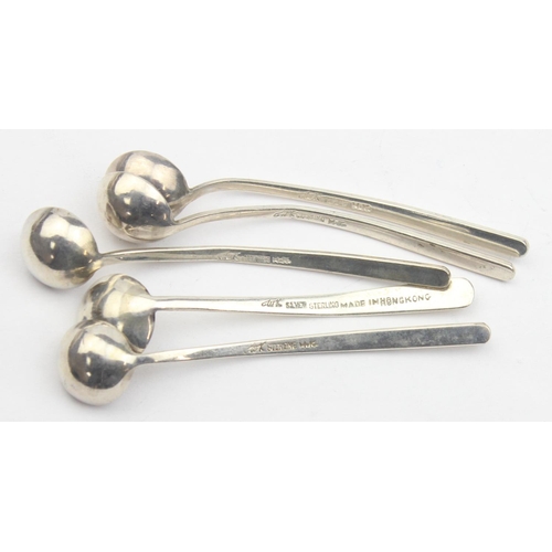 1057 - 5 silver salt or mustard spoons, all marked Sterling and XRF confirmed, one marked made in Hong Kong... 