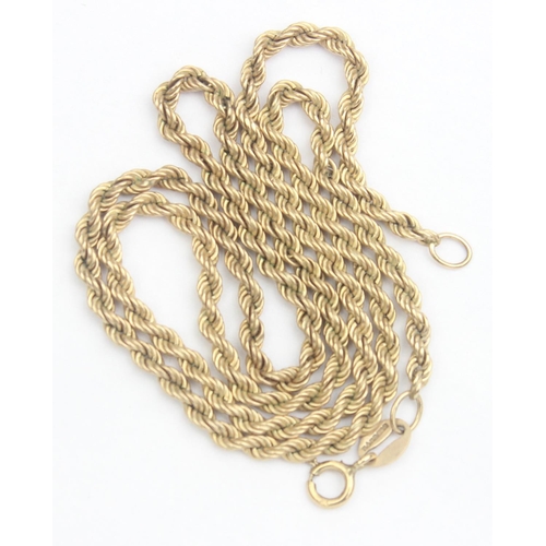 1109 - 9ct gold rope twist necklace, marked and XRF confirmed, approx 41cm long, approx 2.81g gross