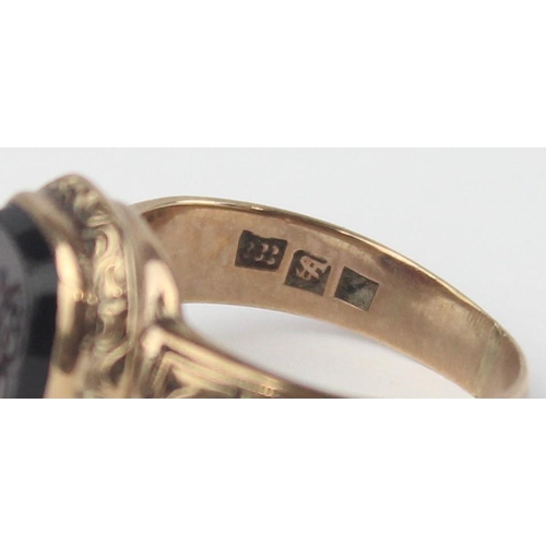 1122 - A German 8ct gold (.333) signet ring, marked and XRF confirmed, approx size L, approx 4.04g gross