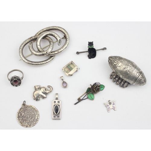 1141 - Qty of assorted silver and silver mounted jewellery, most pieces marked but all XRF confirmed, to in... 