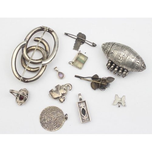 1141 - Qty of assorted silver and silver mounted jewellery, most pieces marked but all XRF confirmed, to in... 