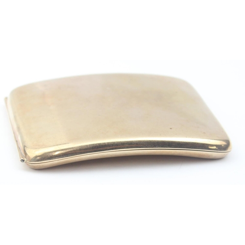 1149 - A 9ct gold cigarette case of plain curved form, Birmingham 1920 by Cohen & Charles, approx 95mm x 85... 