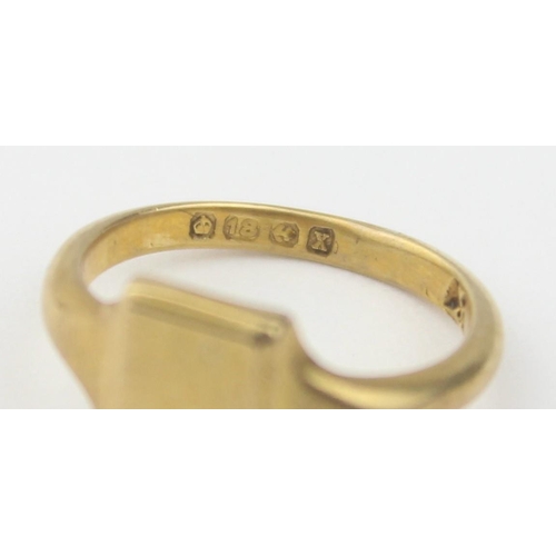 1150 - A miniature 18ct gold signet ring, marked for Birmingham 1922, approx size A, approx 1.93g gross