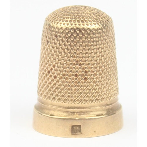 1159 - 14ct gold thimble, indistinctly marked but XRF confirmed, approx 4.06g gross