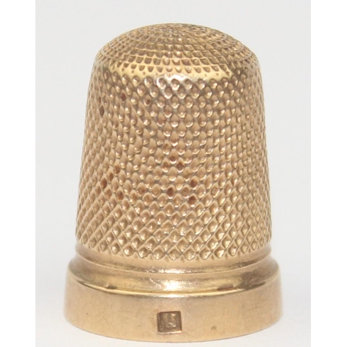 1159 - 14ct gold thimble, indistinctly marked but XRF confirmed, approx 4.06g gross