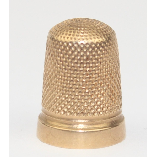 1159 - 14ct gold thimble, indistinctly marked but XRF confirmed, approx 4.06g gross