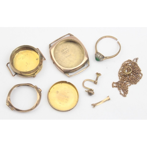 1161 - Qty of assorted 9ct gold items to inc watch cases etc, all marked or XRF confirmed, approx 16.37g gr... 