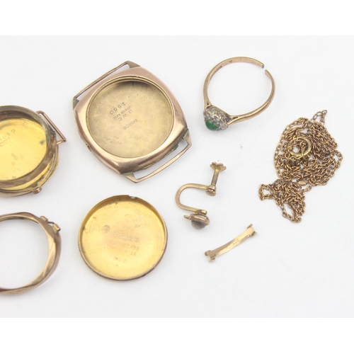 1161 - Qty of assorted 9ct gold items to inc watch cases etc, all marked or XRF confirmed, approx 16.37g gr... 