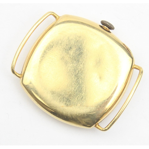 1301 - An 18ct gold cased Art Deco period cushion shaped wristwatch, import marks for Glasgow 1930, approx ... 