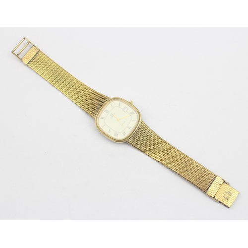 1303 - A vintage Omega De Ville gents wristwatch with gold plated vase and mesh strap, with quartz movement... 