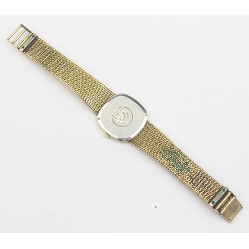 1303 - A vintage Omega De Ville gents wristwatch with gold plated vase and mesh strap, with quartz movement... 