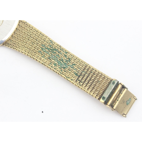 1303 - A vintage Omega De Ville gents wristwatch with gold plated vase and mesh strap, with quartz movement... 