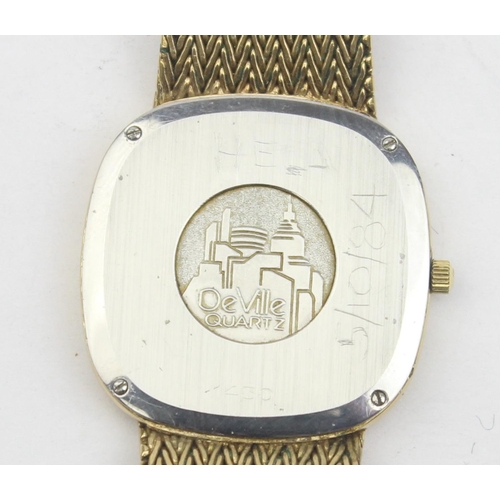 1303 - A vintage Omega De Ville gents wristwatch with gold plated vase and mesh strap, with quartz movement... 