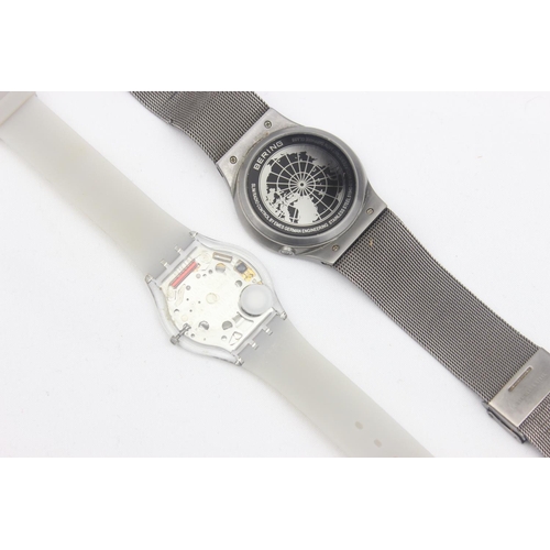 1308 - 3 modern watches to inc a Swatch Skin watch, Bering & Black Dice Industries