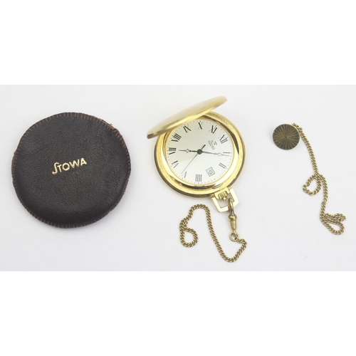 1314 - A vintage gold plated Stowa pocket watch of slim form in earlier box and a ladies Orient Watch with ... 