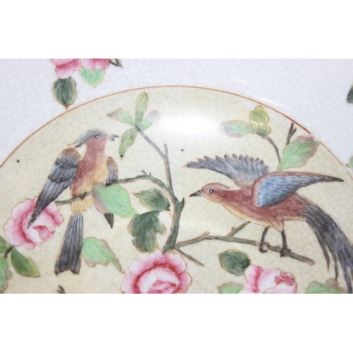 1707 - Qty of assorted antique and later ceramics to inc a large meat plate, a modern Chinese crackle glaze... 