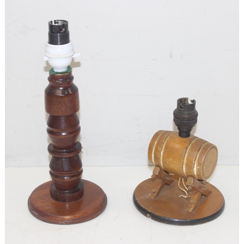 299 - 4 assorted retro wooden table lamps, the largest approx 48cm tall