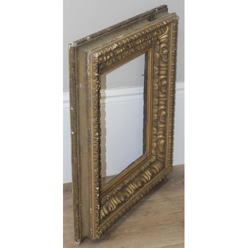 440 - 3 antique picture frames to inc one with highly decorative gilt gesso design, this one approx 65cm x... 