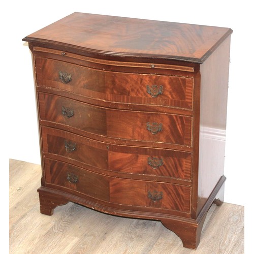 128 - A Georgian style mahogany 4 drawer chest of drawers with serpentine front, approx 73cm wide x 46cm d... 