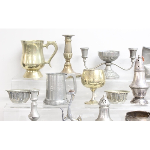 1083 - Qty of assorted mixed antique and later metalware, mainly silver plate and pewter, approx 9kg gross