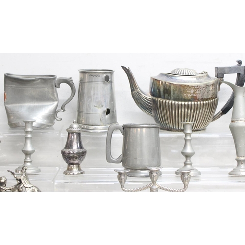 1083 - Qty of assorted mixed antique and later metalware, mainly silver plate and pewter, approx 9kg gross