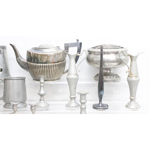 1083 - Qty of assorted mixed antique and later metalware, mainly silver plate and pewter, approx 9kg gross