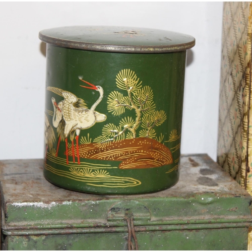 1713 - Qty of assorted vintage tins and other advertising items, a German made Boy's Brigade accordion etc