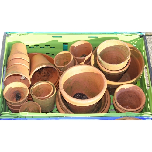 355 - An enormous quantity of terracotta garden plant pots, many of some age, possibly antique - crates no... 