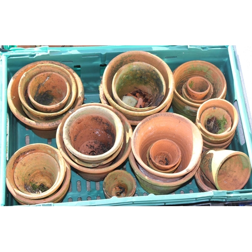 355 - An enormous quantity of terracotta garden plant pots, many of some age, possibly antique - crates no... 