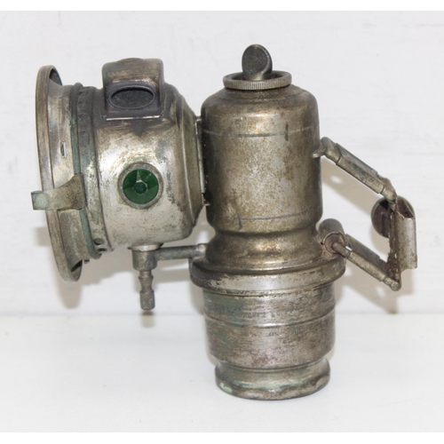 816 - A vintage carbide bicycle lamp with nickel plated body, made by Joseph Lucas 