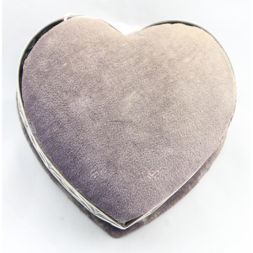 1006 - A Victorian or Edwardian period silver mounted and velvet Gothic revival designed heart shaped trink... 