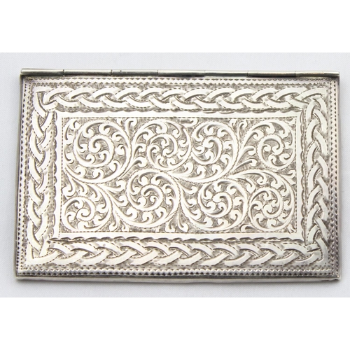 1068 - An Edwardian silver card case formed as an envelope with profuse engraved decoration, marked for Bir... 