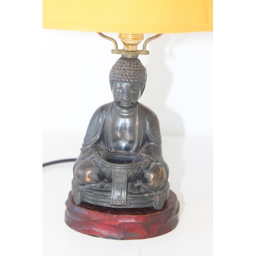 295H - Italian Lamps - (Not Italian) Interesting 1950's Budda lamp in cast metal and brass, approx 40cm tal... 