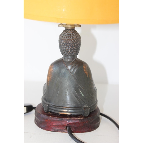 295H - Italian Lamps - (Not Italian) Interesting 1950's Budda lamp in cast metal and brass, approx 40cm tal... 