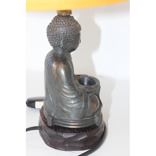 295H - Italian Lamps - (Not Italian) Interesting 1950's Budda lamp in cast metal and brass, approx 40cm tal... 