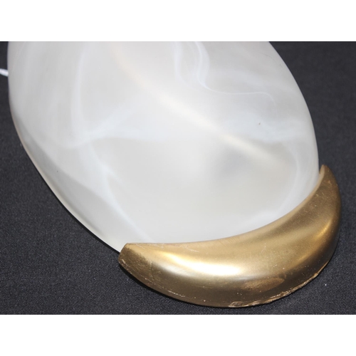 295X - Italian Lamps - Small 1970's white opaque domed glass wall light with gold coloured trim, approx 23c... 